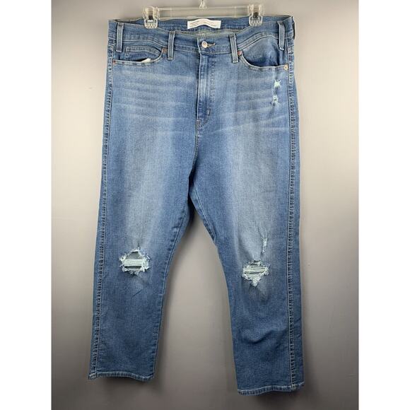 Levi's Signature Heritage Jeans Womens 18 High Rise Straight Distressed Denim - Picture 1 of 9
